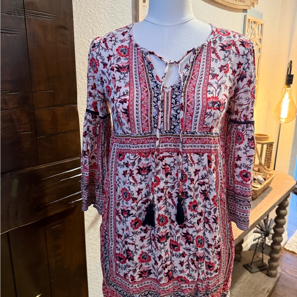 Knox Rose Red and Blue Floral Tunic